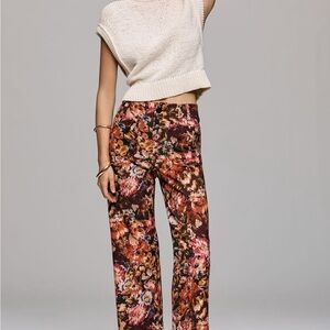 Anthropologie Floral Collette Wide Leg Pants - Multicolor